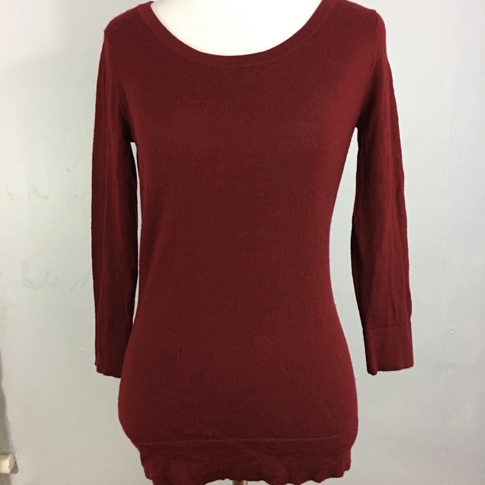 3/4 sleeves maroon Work sweater